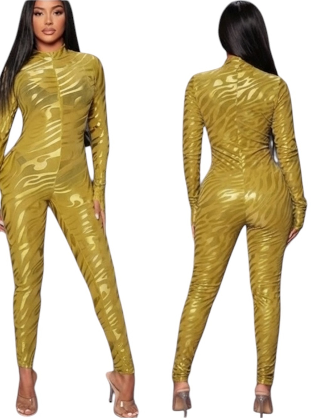 SHEIN SXY Mock Neck Mesh Unitard Jumpsuit size S NWT